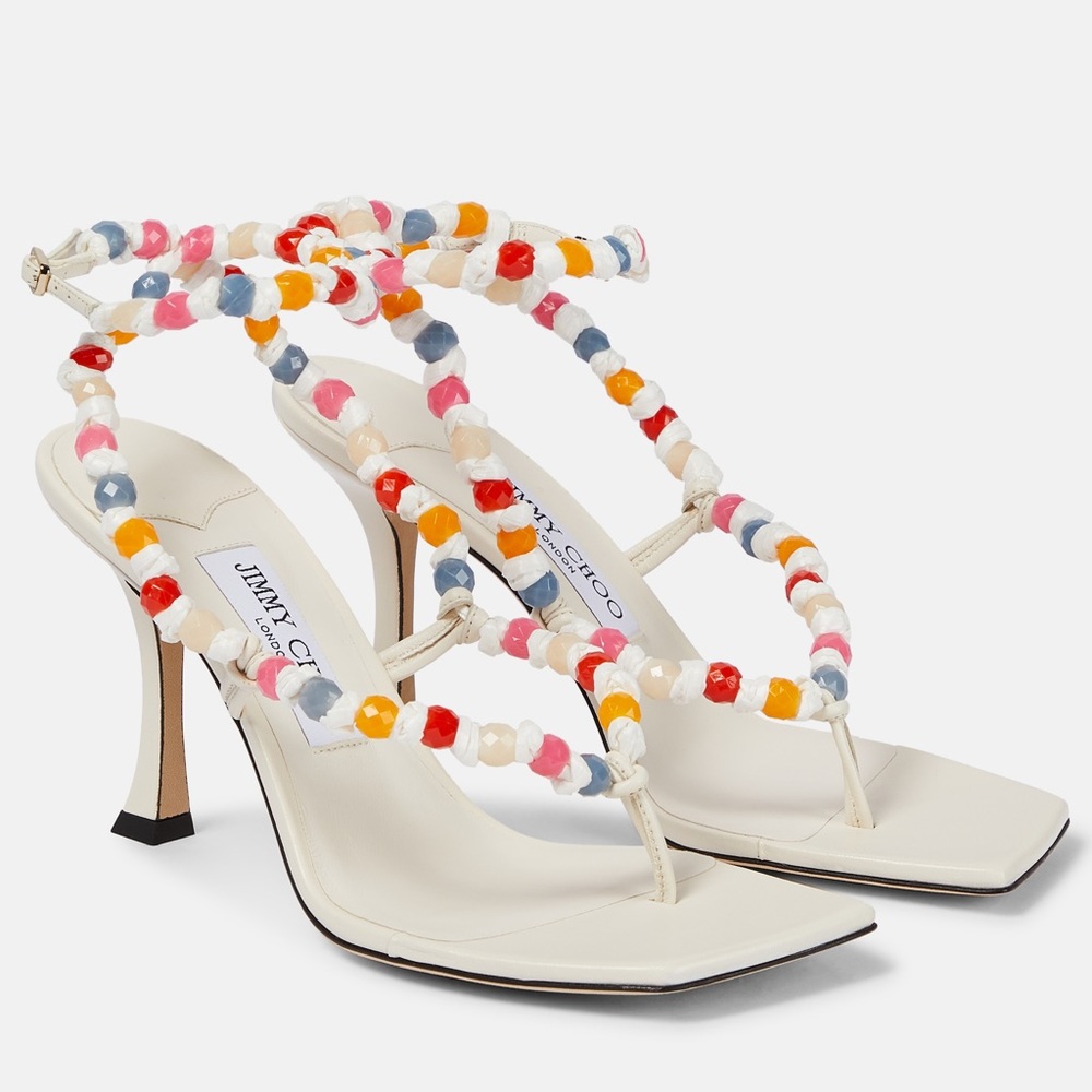 New JIMMY CHOO Amiral 90 embellished leather sandals $1,175 37